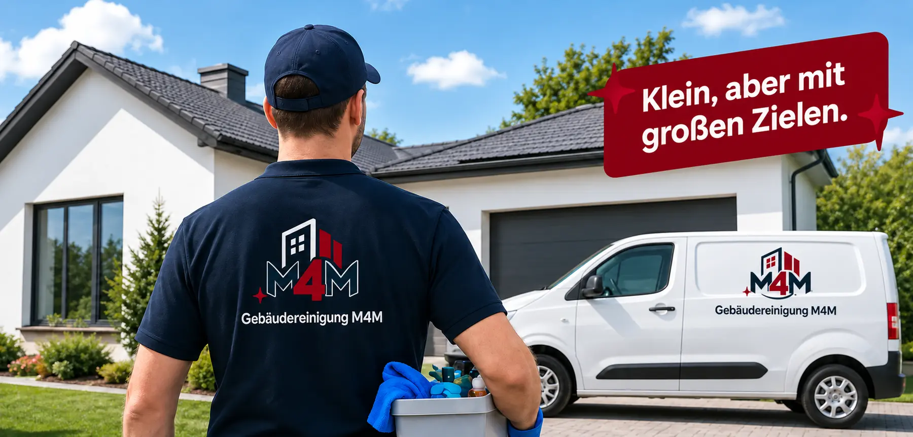 Gebäudereinigung M4M vor einem Kundenobjekt